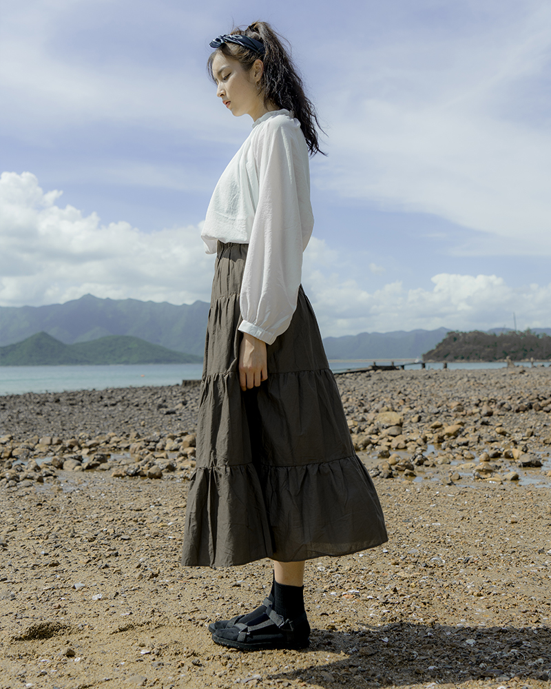 日系麻棉百摺裙