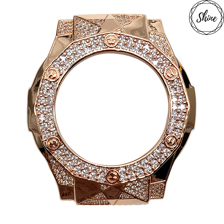 GA-110  尋星系列 玫瑰金色X白石 金屬錶殼