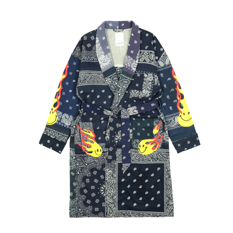 READYMADE "GOWN" - VINTAGE US BANDANA  變形蟲 火焰笑臉 古布袍