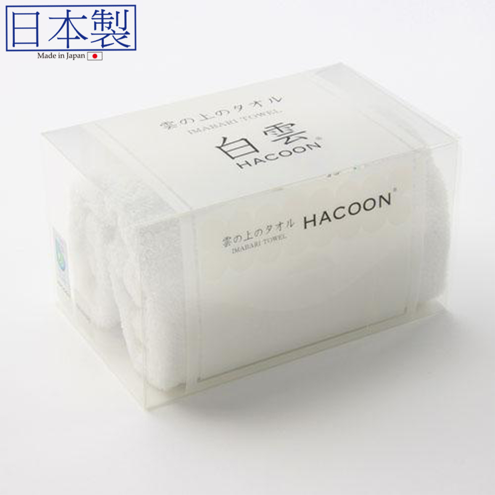 日本今治 Hacoon白雲 長毛巾 34x80 (白色) (日本製)