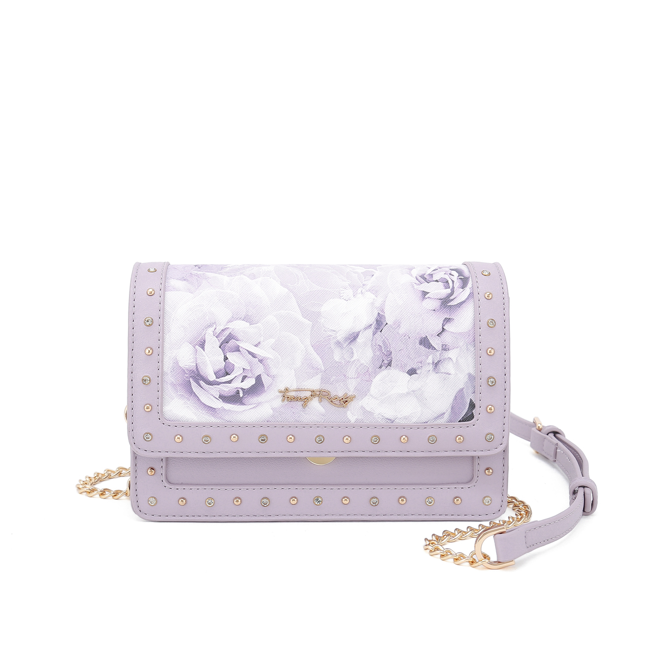Floral Print Stud Shoulder Bag