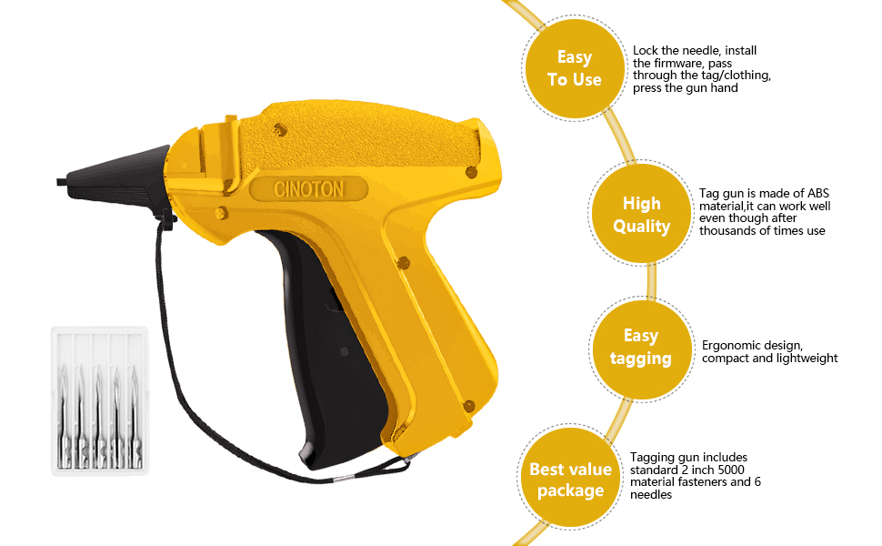 CINOTON Clothes Tagging Gun, Tag Gun for Clothing with