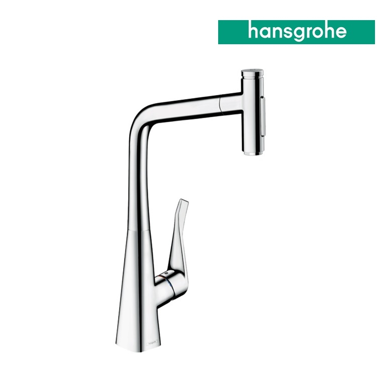 hansgrohe Metris Select 73816, -000 Single lever kitchen mixer 320 with pull-out spray with sBox