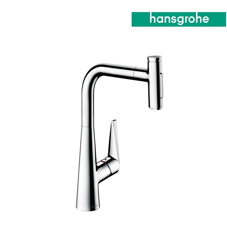 hansgrohe Metris Select 73867, -000 Single lever kitchen mixer 320 with pull-out spray with sBox