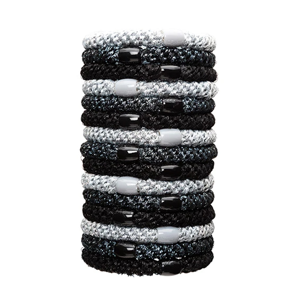 L. ERICKSON 彈力髮圈桶15入-粗版〈黑銀璀璨〉