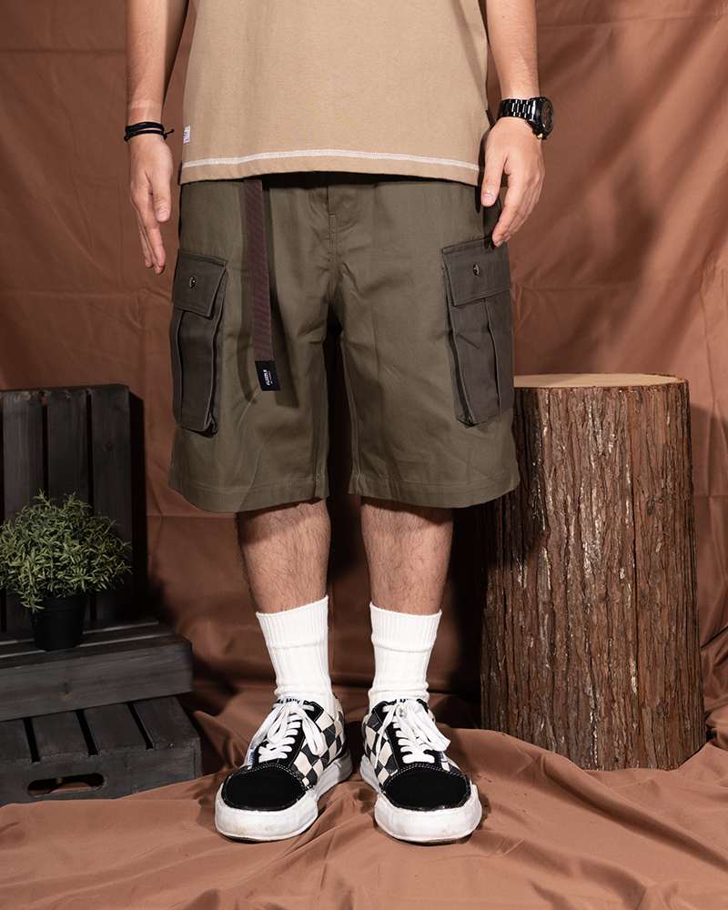 【WORKER.BLE】拼色工裝短褲 | 雙拼綠色 | 自家原創品牌