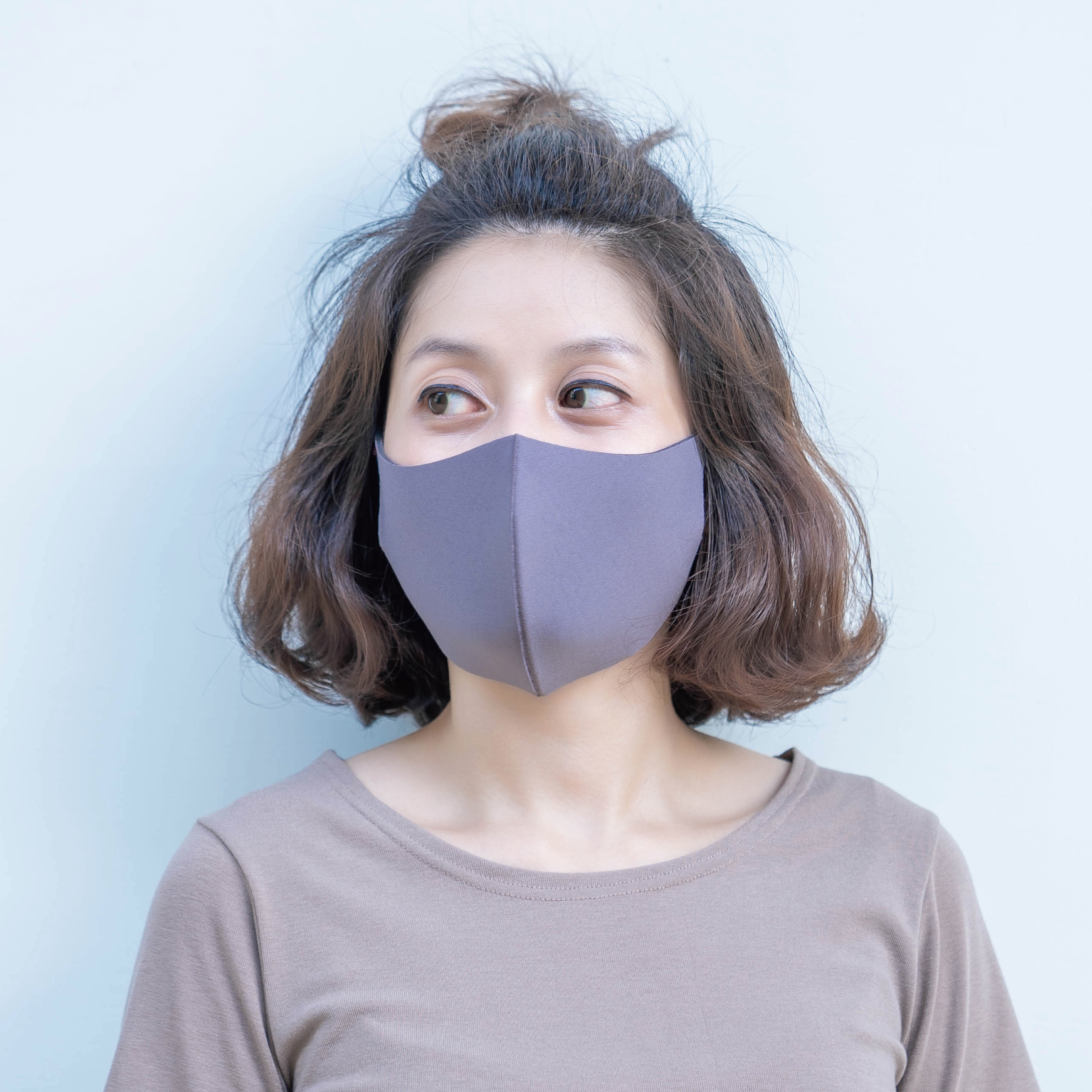 ｜霧灰紫｜舒適美-3D立體透氣抗菌口罩