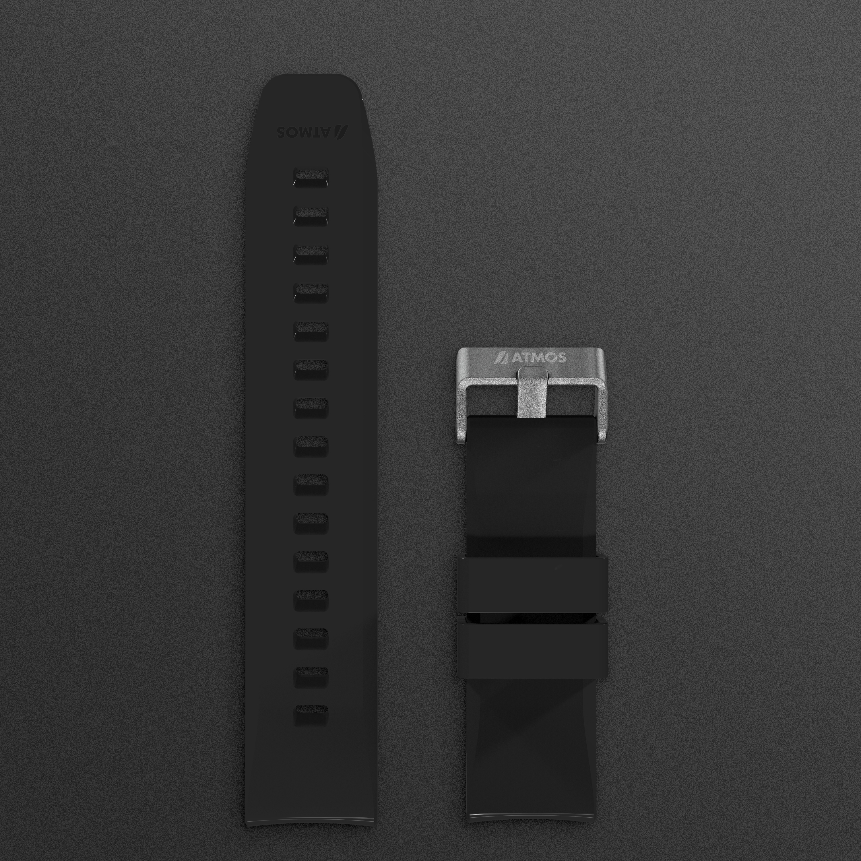 MISSION ONE 黑銀色矽膠錶帶