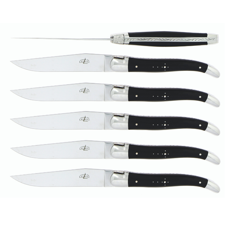 Eleganza Corsa Steak Knives - Dark Horn Tip - Set of 6