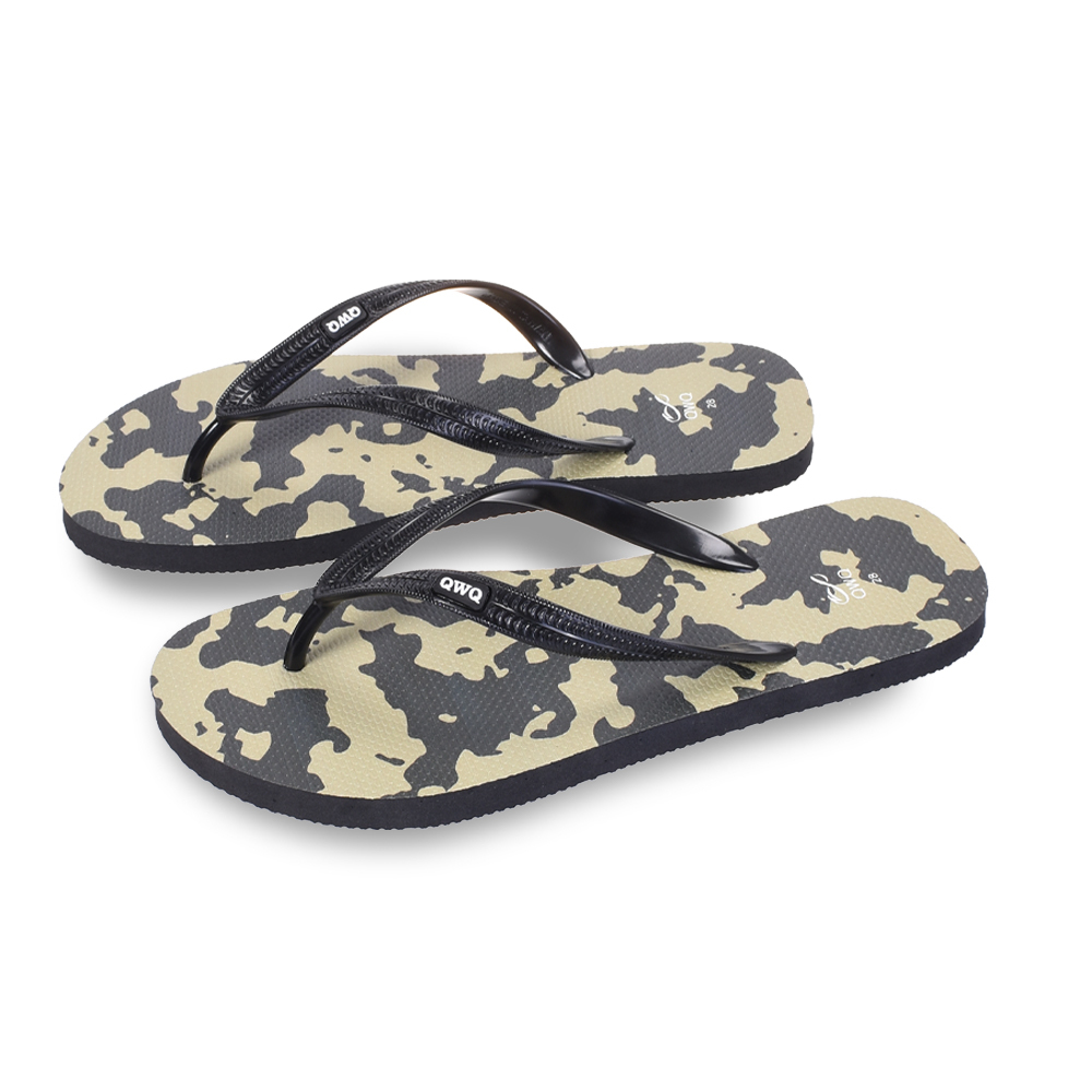 迷彩系列 黑綠迷彩 男款粗帶人字夾腳拖鞋 黑色