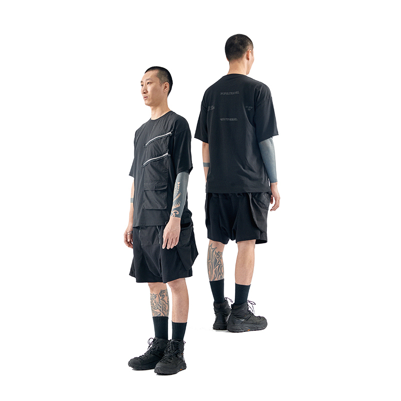 賽博朋克雙拉鍊拼接短袖