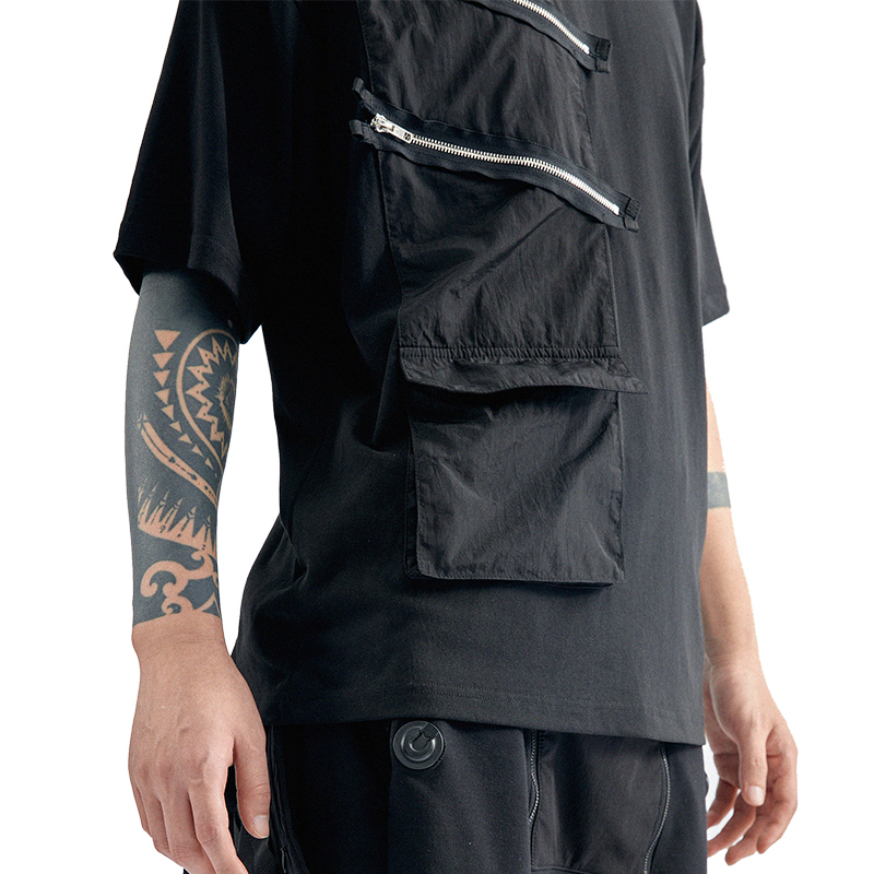 賽博朋克雙拉鍊拼接短袖