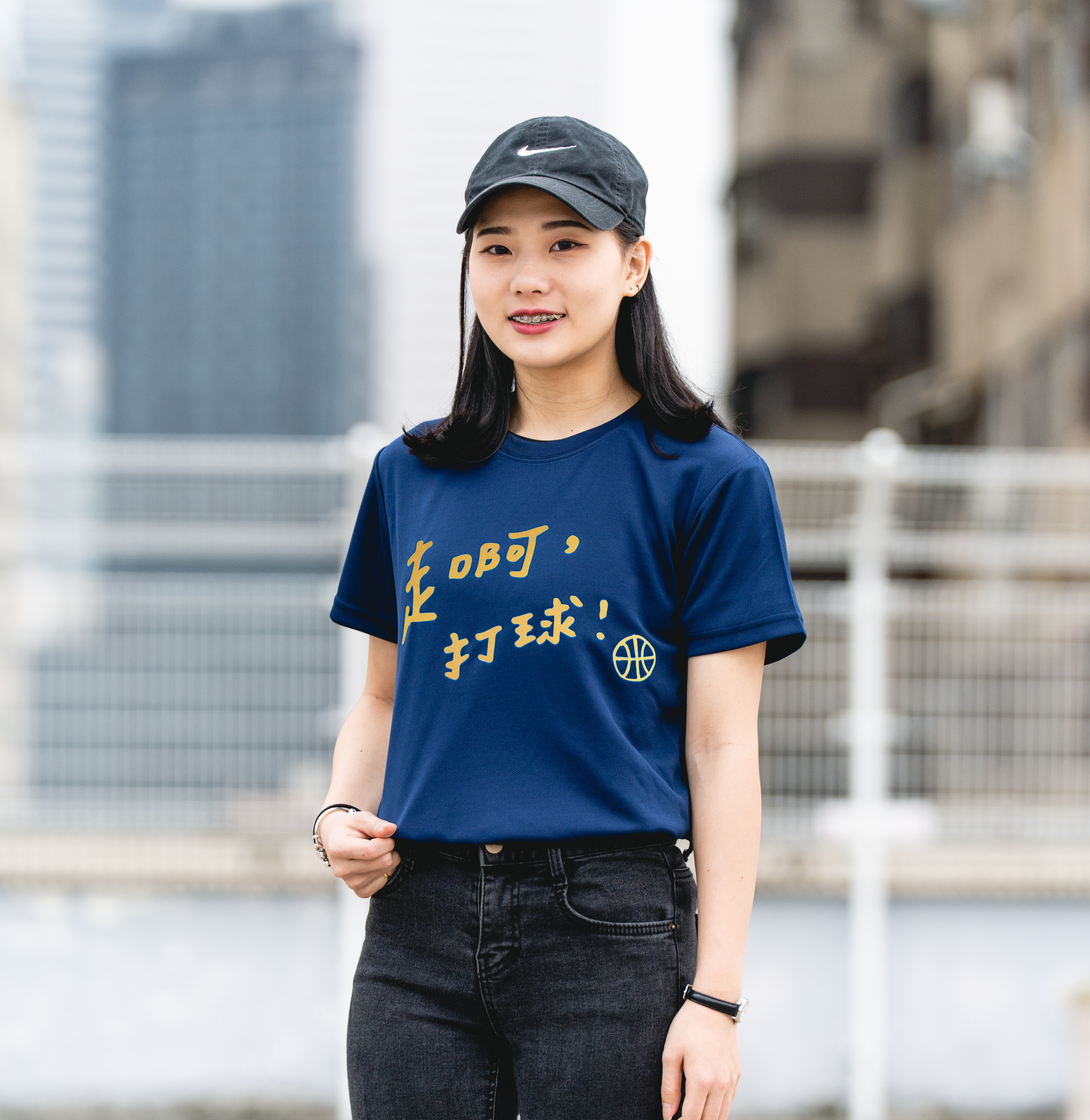 【限定配色】走啊，打球！(籃球) - 藏青色排汗短T