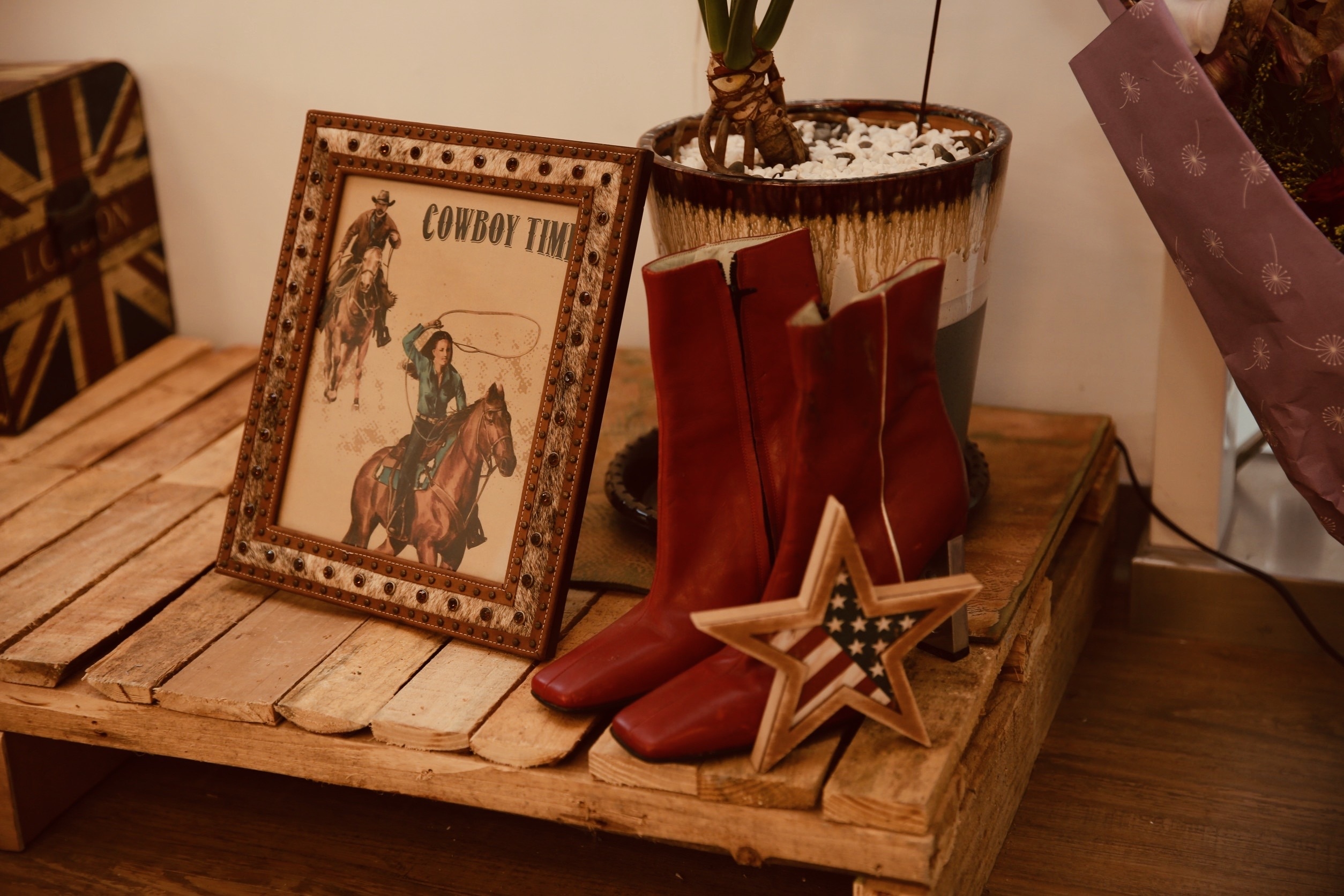 畫框, 牛仔, 牛仔靴, 西部