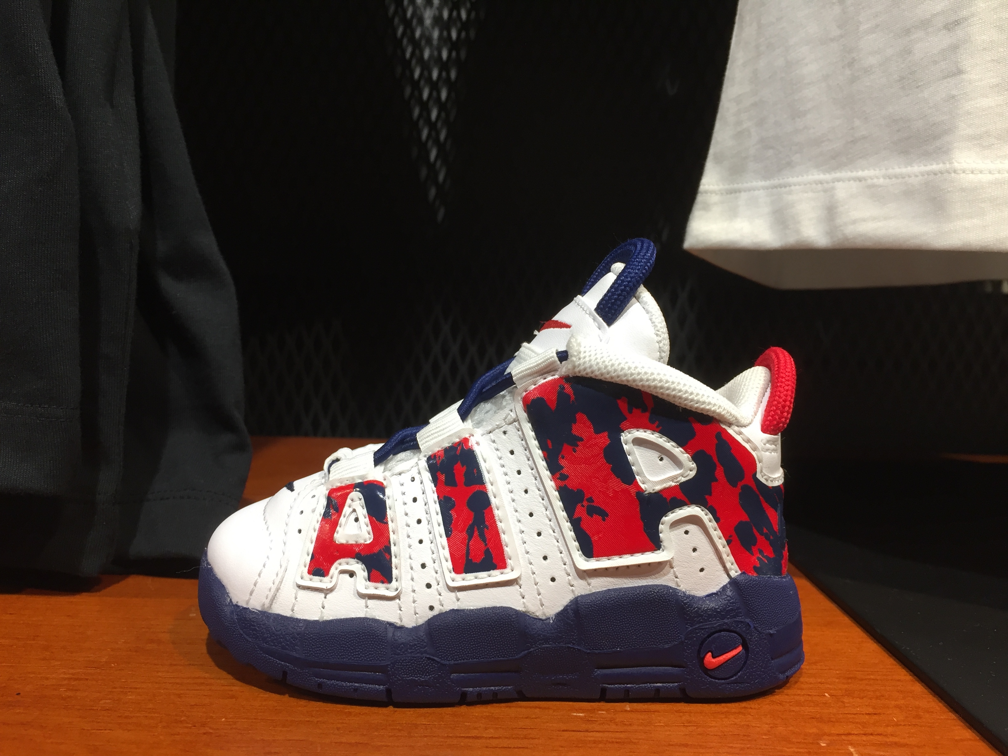 Nike Air More Uptempo TD White Red Blue Void Camo Toddler CZ7887-100 Size 6C