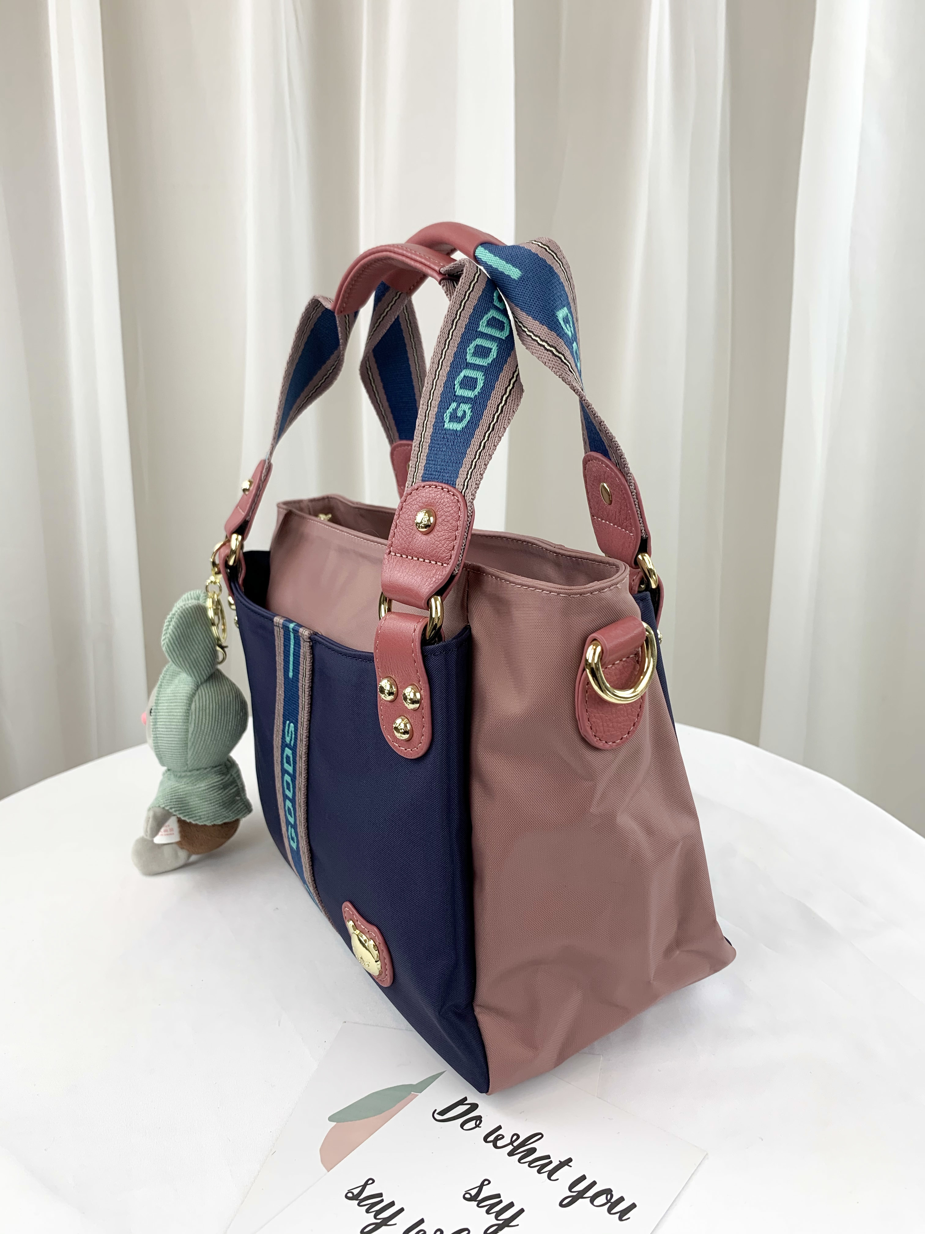 GOODS 織帶藍粉 尼龍手提包 / 側背包 #2005