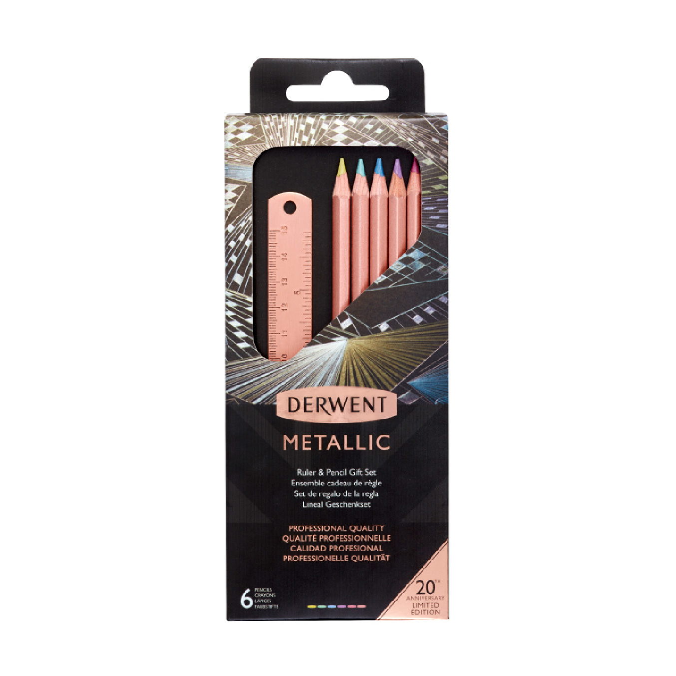 【DERWENT 德爾文】金屬色油性色鉛6色-附尺(20週年紀念版) DW2305625