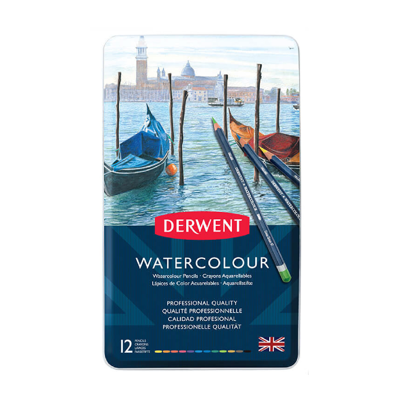 【DERWENT 德爾文】水性色鉛12色-鐵盒裝 DW32881