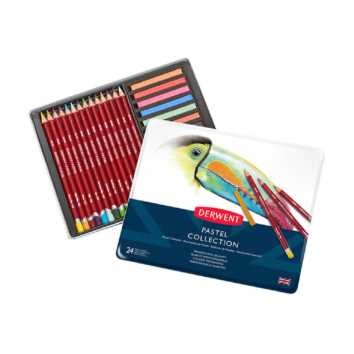 【DERWENT 德爾文】粉彩精選組24入-鐵盒裝 DW0700301