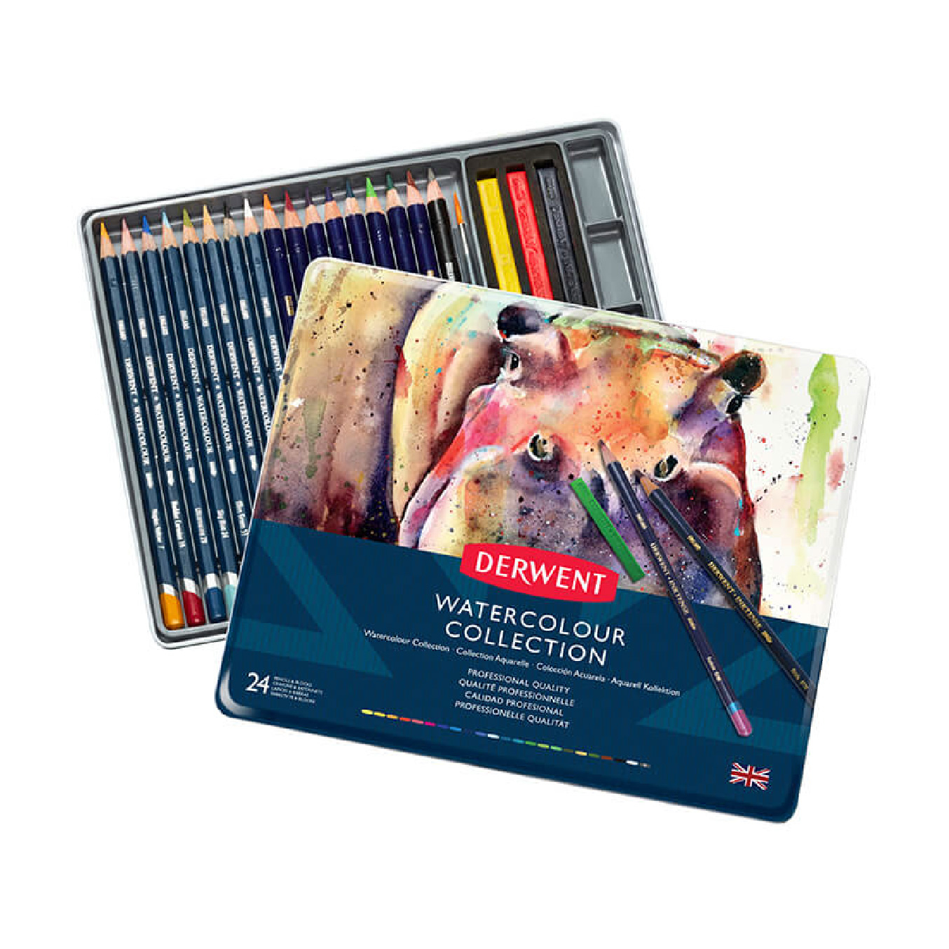 【DERWENT 德爾文】精選水性色鉛組合24入-鐵盒裝 DW0700304