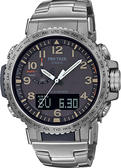 萬年鐘錶 - CASIO PRO TREK  太陽能電波 鈦金屬登山錶  PRW-50T-7A  錶徑 : 47.2 mm