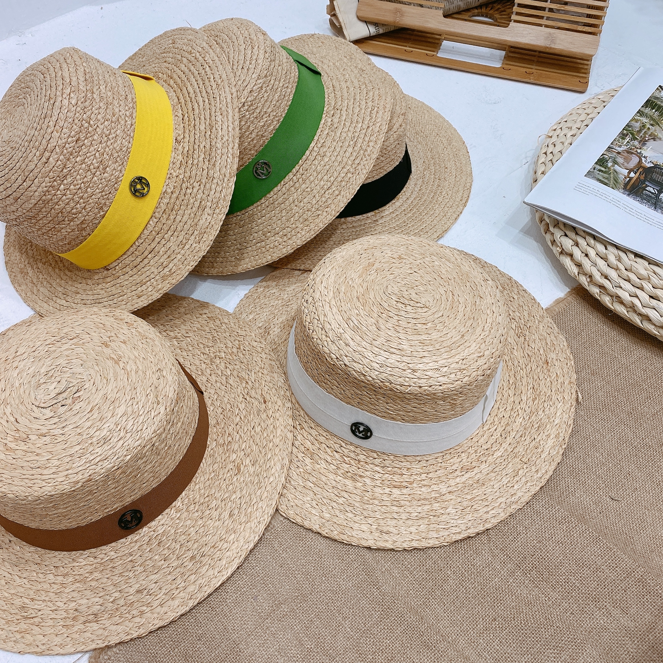 M字緞帶紳士草帽/五色