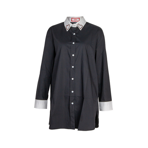 black shirt with white collar womens