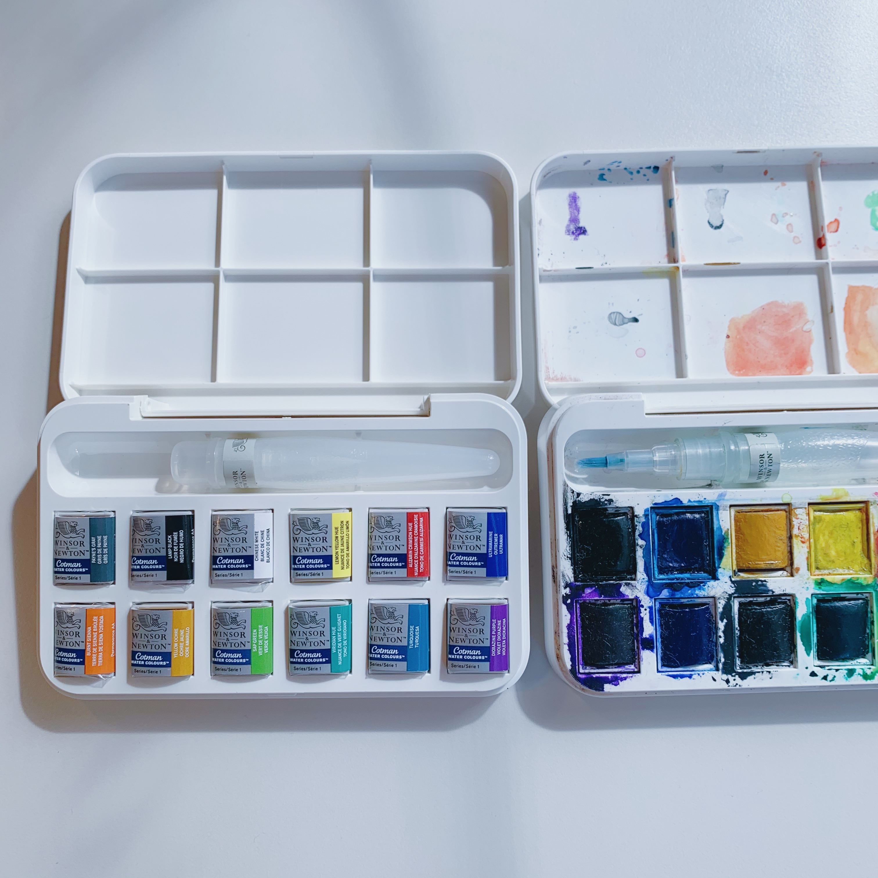 英國牛頓塊狀水彩組 學生級12色，附水筆