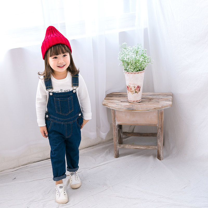 百搭吊帶褲 深色大口袋