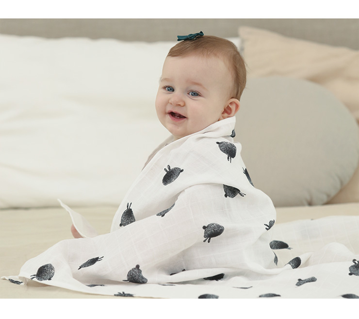 【Little Fennec】韓國嬰兒無螢光劑棉紗巾被/ 媽媽餵奶巾 （氣球兔）