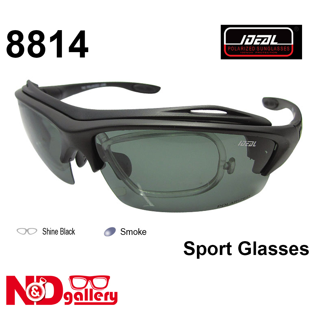 Ideal TAC Polarized 8814 Smoke , Matter Black Sport Glasses ( Frame Only ) 72-17-121