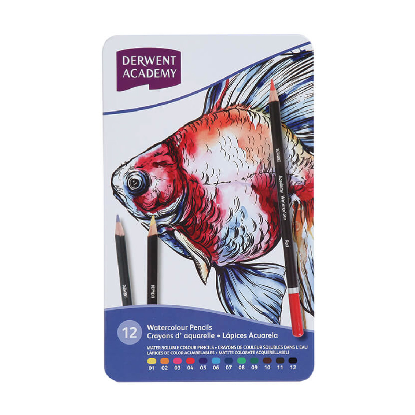 DERWENT德爾文  水性色鉛筆12色鐵盒裝 ACA-2301941A