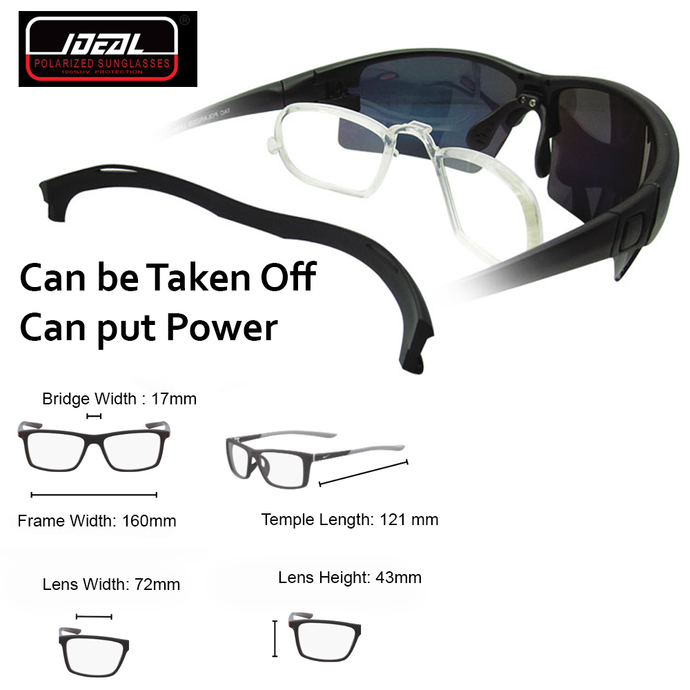 Ideal TAC Polarized 8814 Revo Blue Mirror , Matter Black Frame  Sport Glasses ( Frame Only ) 72-17-121