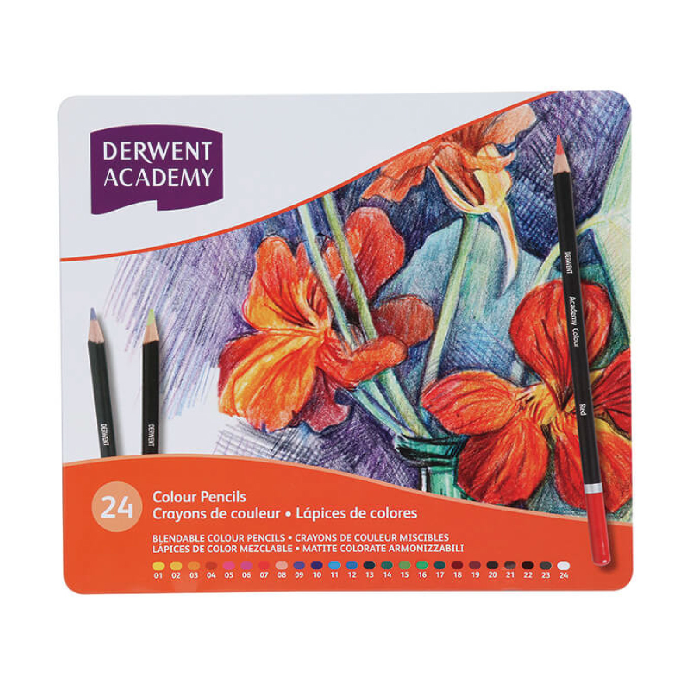 DERWENT德爾文 油性色鉛筆24色鐵盒裝 ACA-2301938A