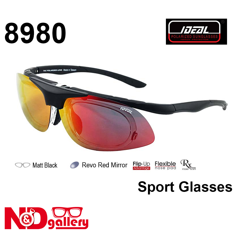 Ideal TAC Polarized UV400 8980 Revo Red Mirror Sport Sunglasses 71-18-134 Frame Only