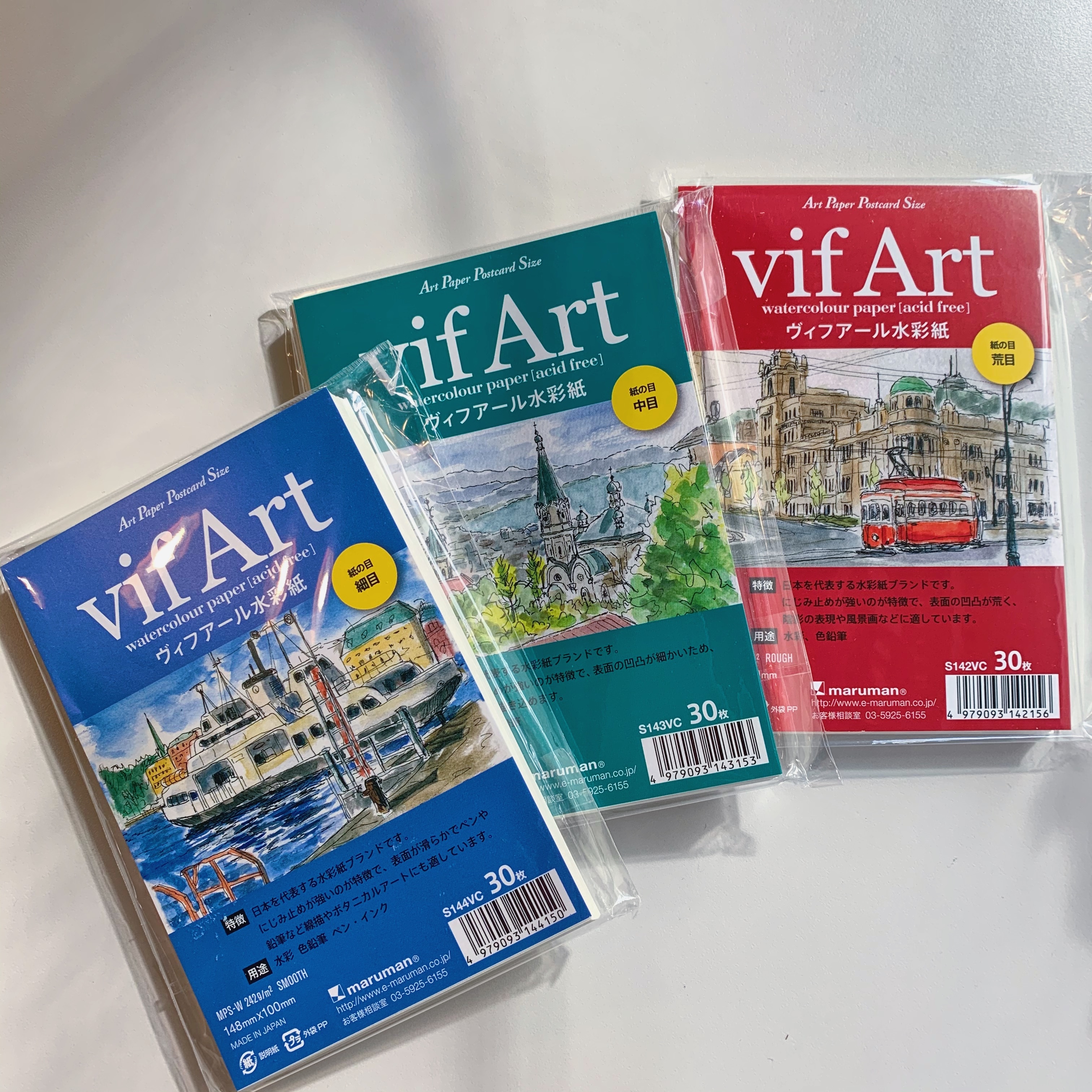 水彩紙 30枚 空白明信片 vif ART｜日本maruman