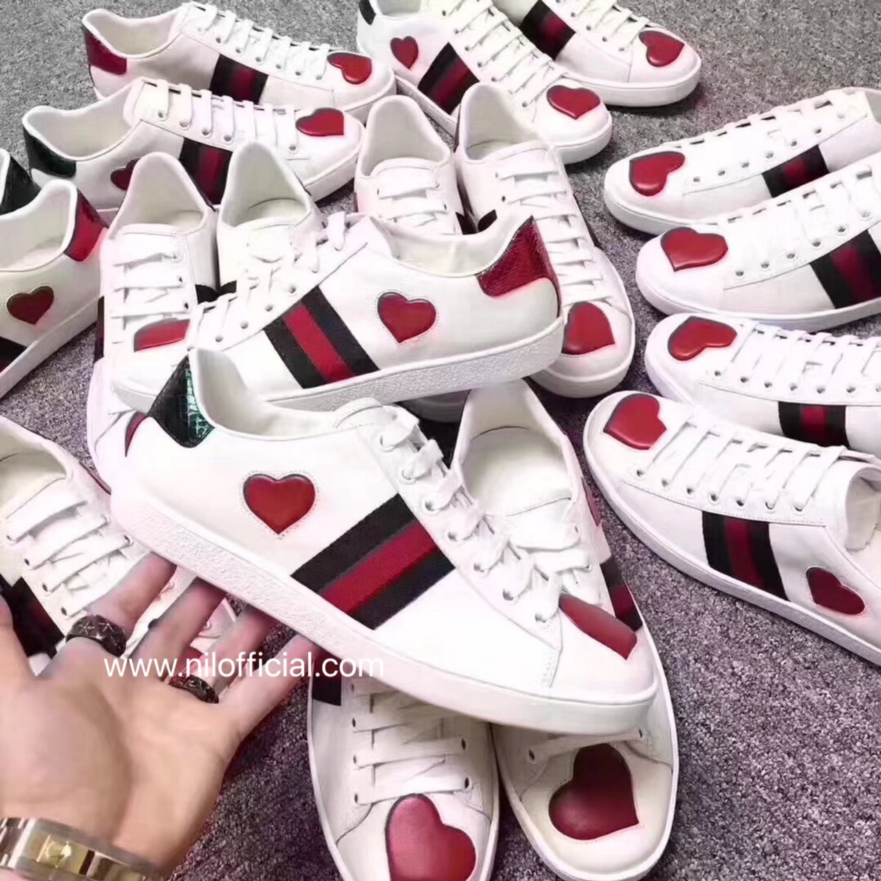 限時折扣 Gucci 經典款 愛心 鴛鴦尾 小白鞋