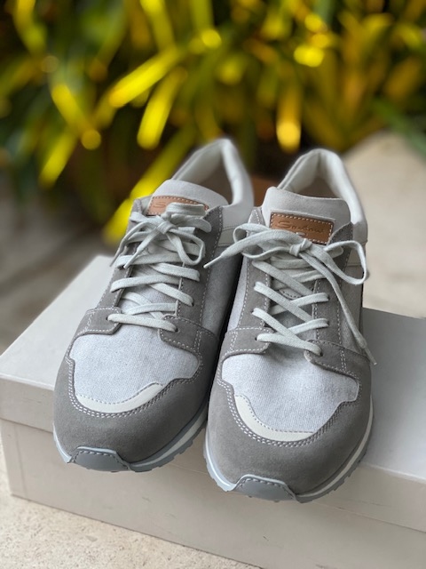 SANTONI Suede and Fabric Sneakers
