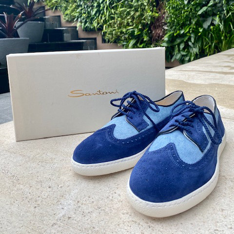 SANTONI Lace-up Suede Low-top Sneakers
