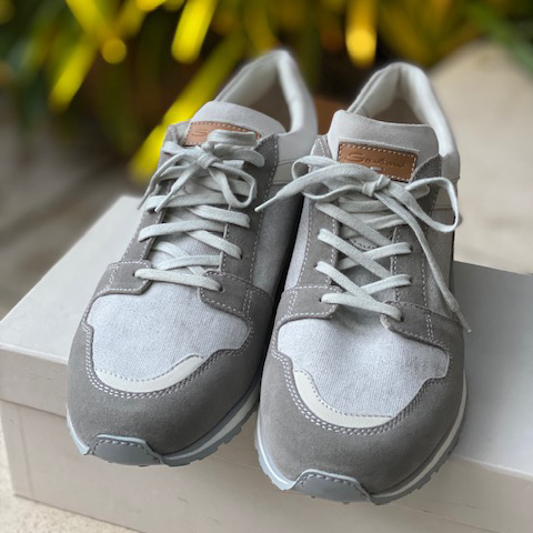 SANTONI Suede and Fabric Sneakers
