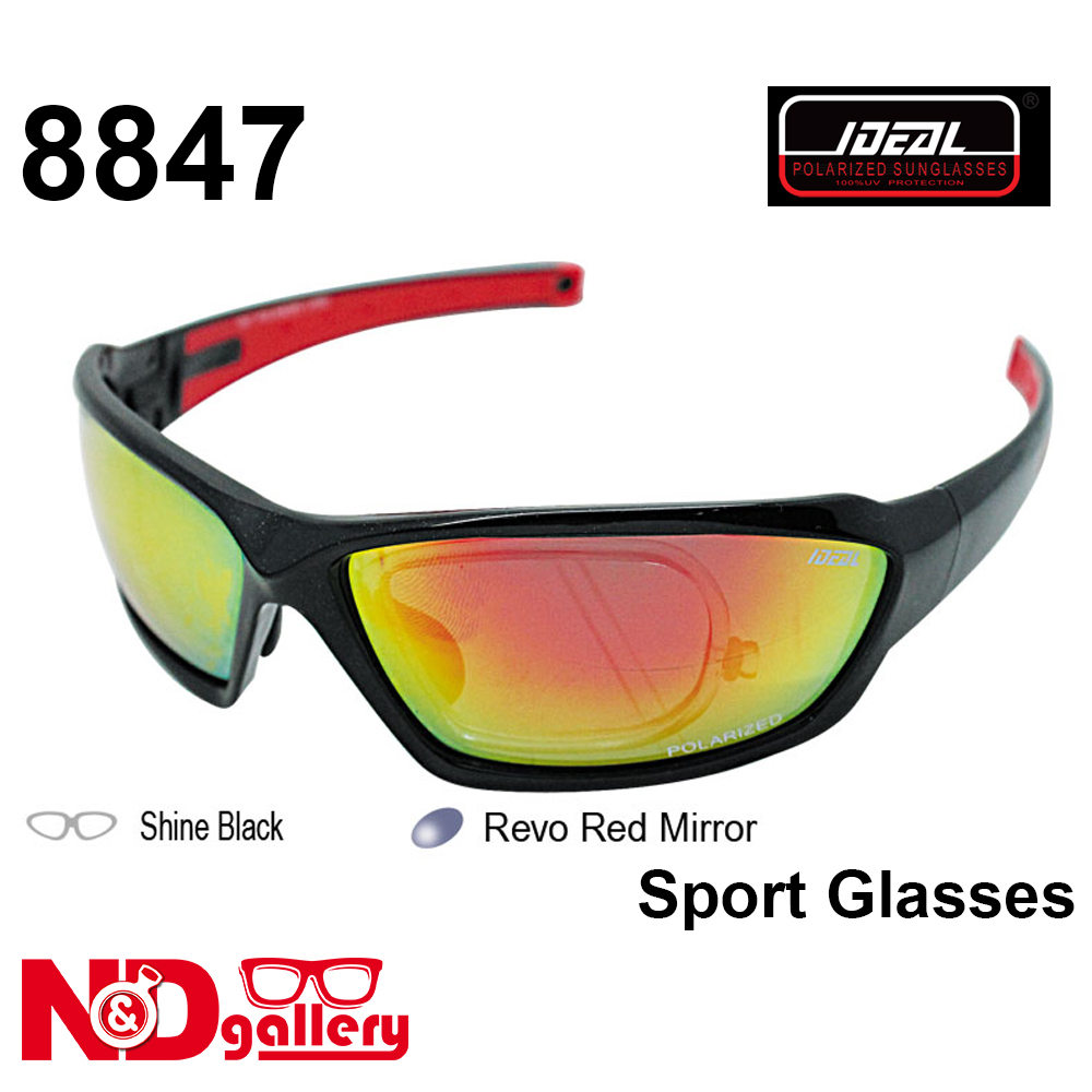 Ideal TAC Polarized 8847 Revo  red Mirror Lens , Frame UV400 100% UV Block