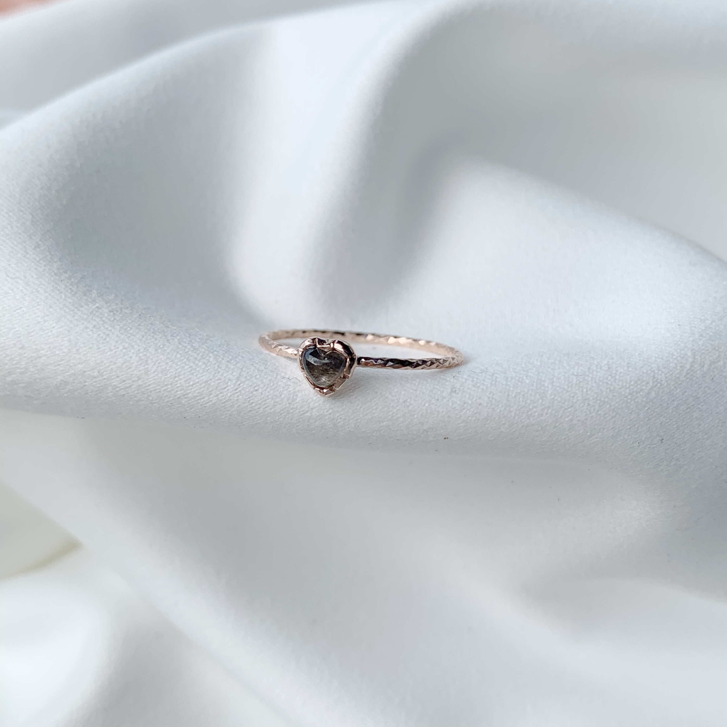 QQ heart 棕月光滿天星戒