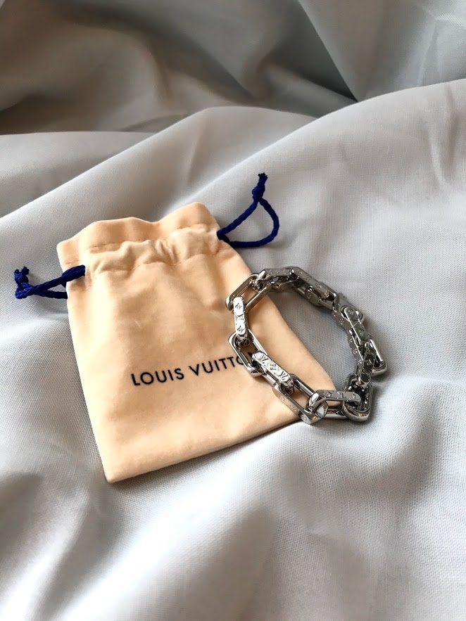LOUIS VUITTON Monogram Chain Bracelet L Silver 593979