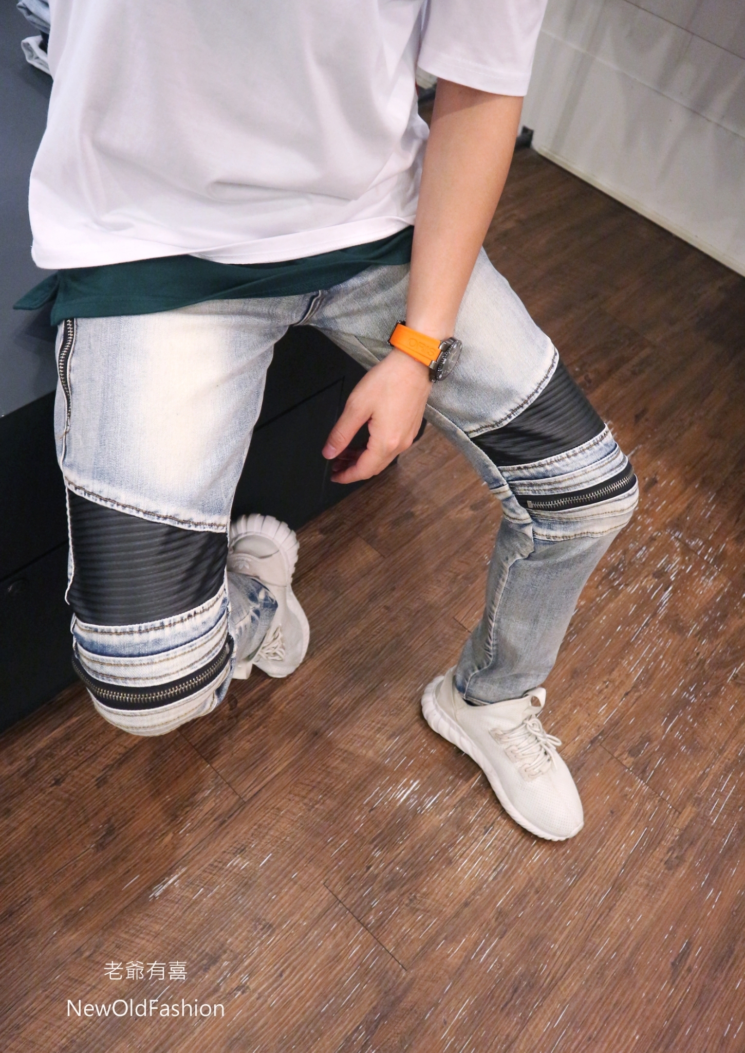 『熱銷到貨』重磅皮革膝拉鍊機車褲