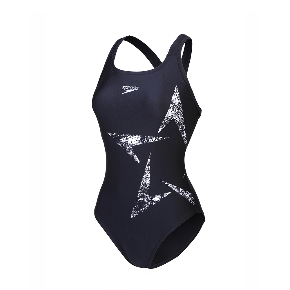 ≡SPEEDO≡  女 運動連身泳裝 Boomstar Placement 黑白 SD8123193503