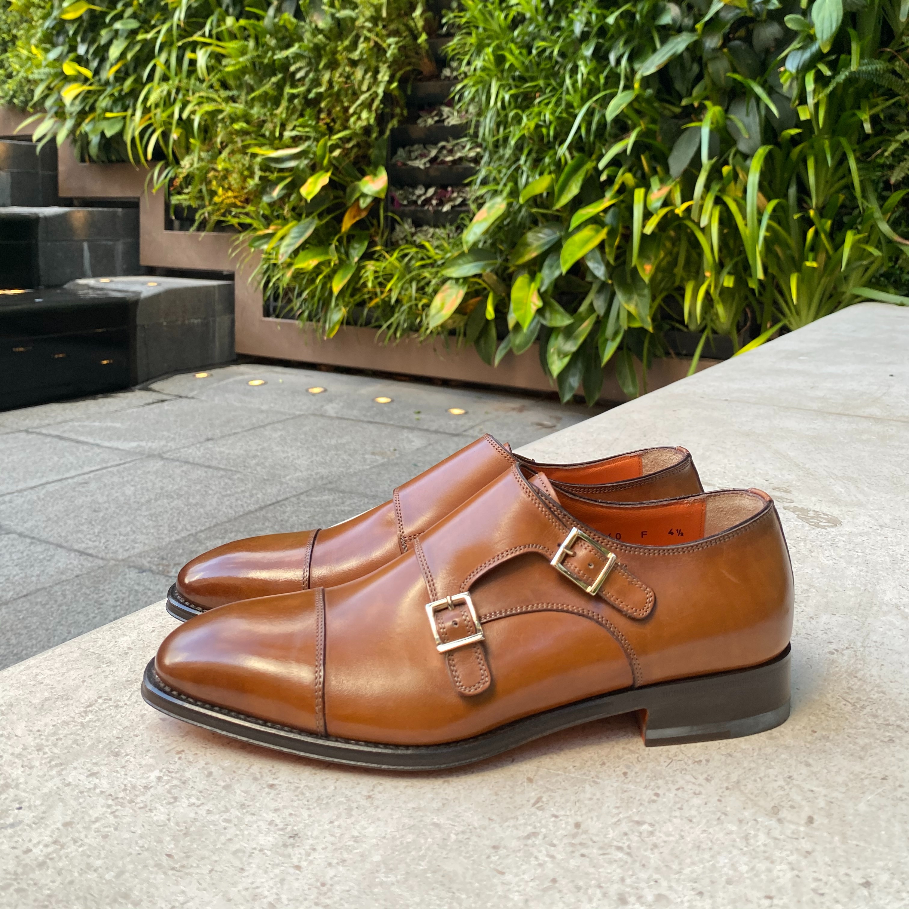 SANTONI Double-buckle Leather Shoes