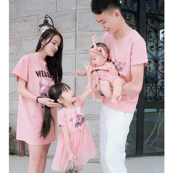 少量現貨 粉紅貓咪親子裝