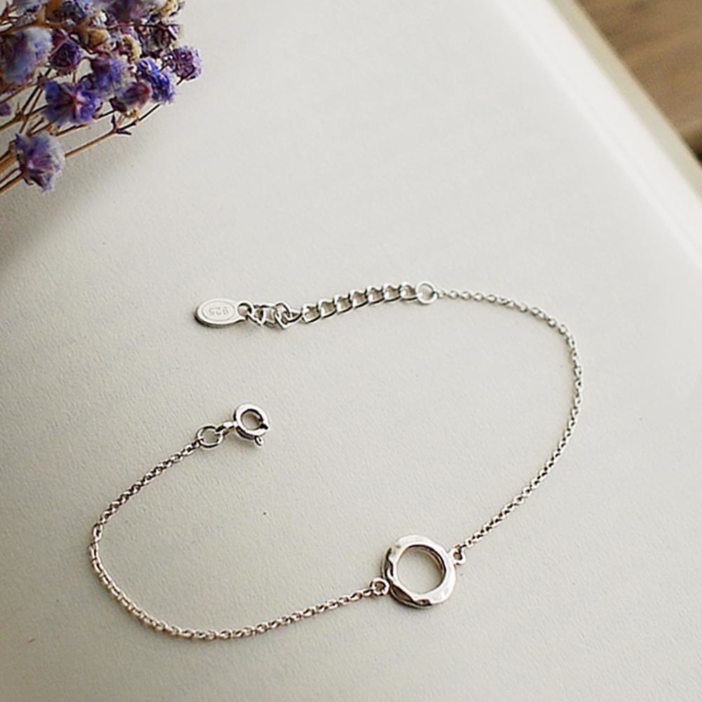 日環蝕圓圈純銀手鍊/SB956