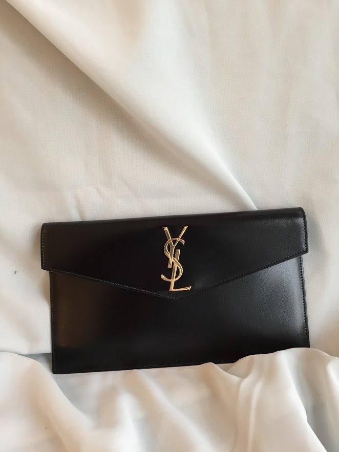 Ysl uptown pouch on sale in shiny smooth leather