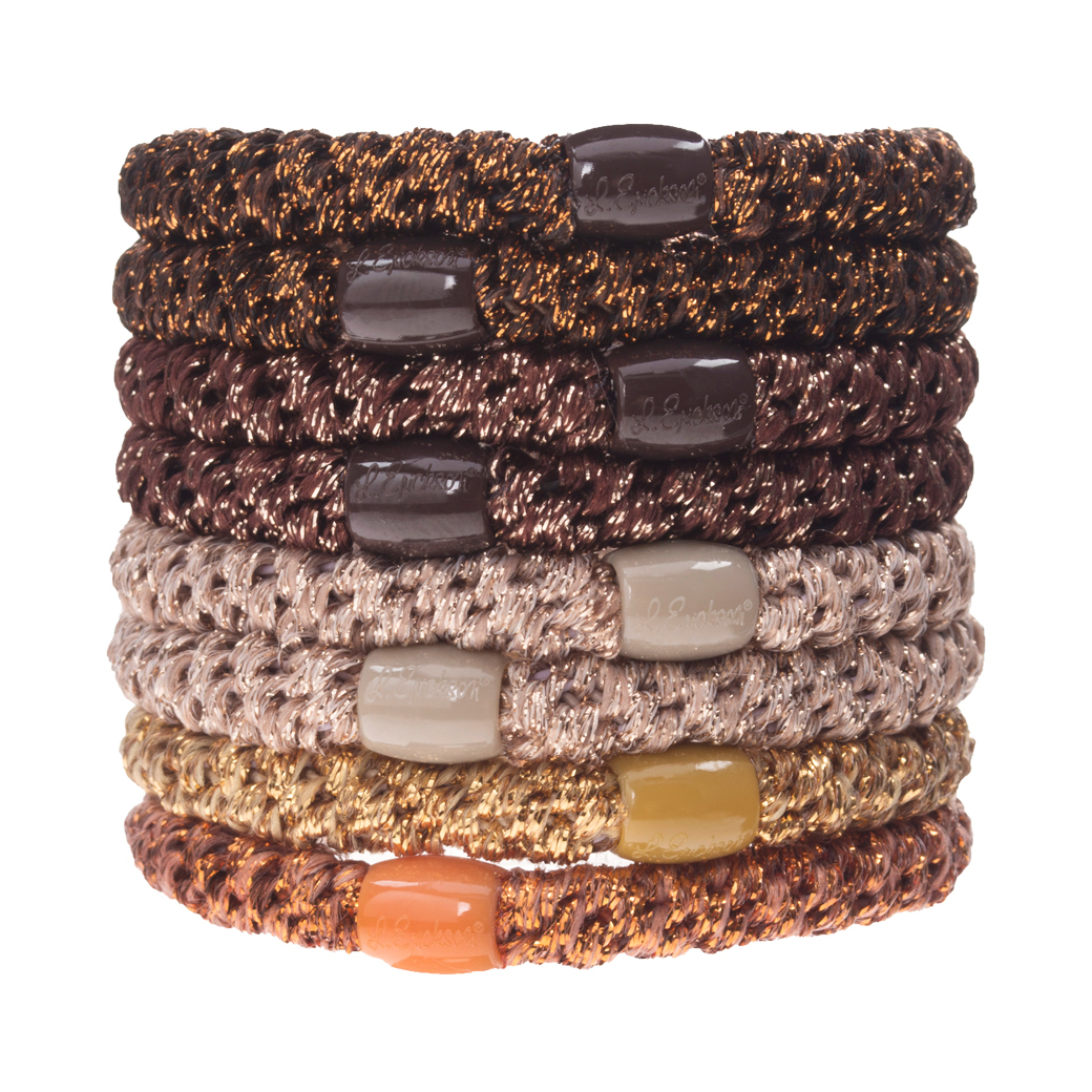 L. ERICKSON 彈力髮圈8入-粗版〈璀璨金〉